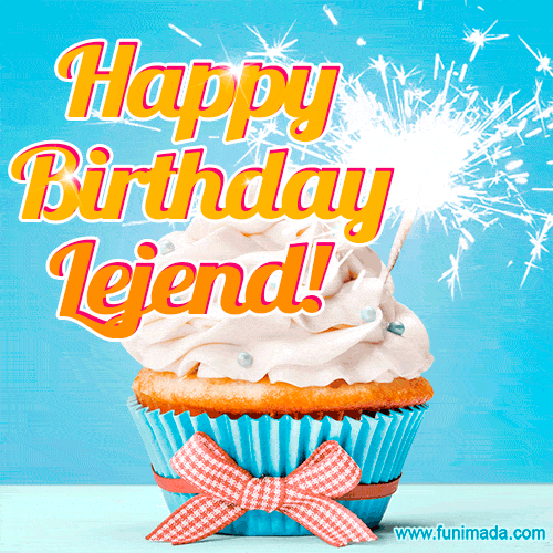 Happy Birthday, Lejend! Elegant cupcake with a sparkler.