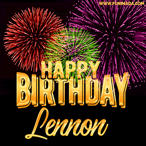 Wishing You A Happy Birthday, Lennon! Best fireworks GIF animated greeting card.