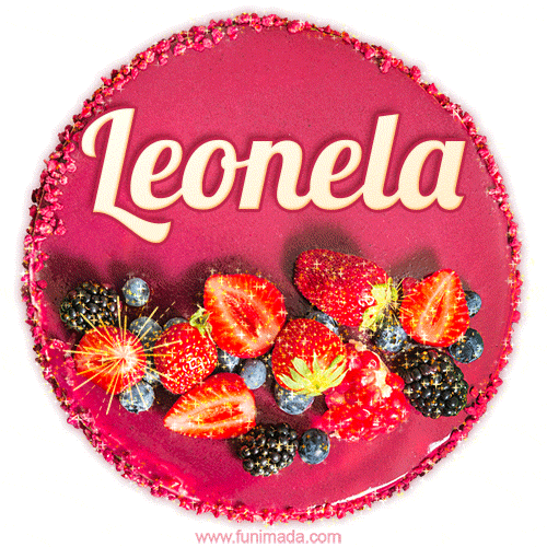 Happy Birthday Cake with Name Leonela - Free Download