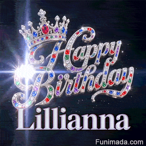 Beautiful birthday animation featuring a silver tiara decorated with ruby, emerald, and sapphire crystals for Lillianna.