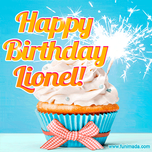 Happy Birthday, Lionel! Elegant cupcake with a sparkler.