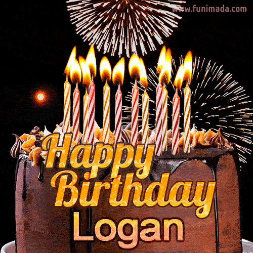 Chocolate Happy Birthday Cake for Logan (GIF)