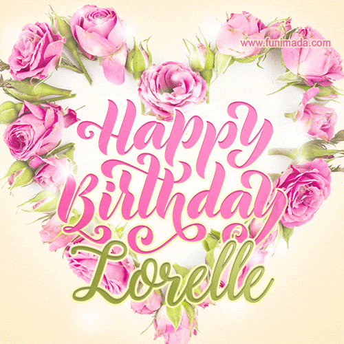 Pink rose heart shaped bouquet - Happy Birthday Card for Lorelle