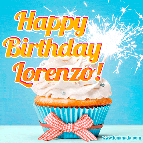 Happy Birthday, Lorenzo! Elegant cupcake with a sparkler.