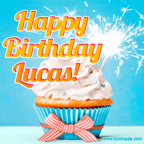 Happy Birthday, Lucas! Elegant cupcake with a sparkler.
