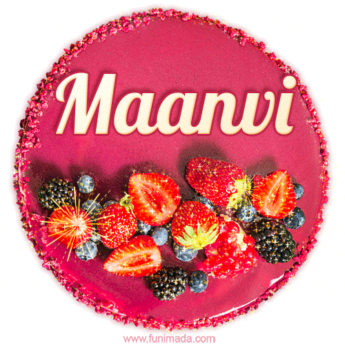 Happy Birthday Cake with Name Maanvi - Free Download