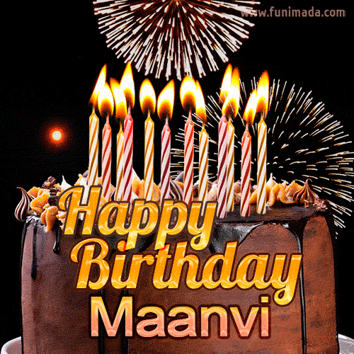 Chocolate Happy Birthday Cake for Maanvi (GIF)