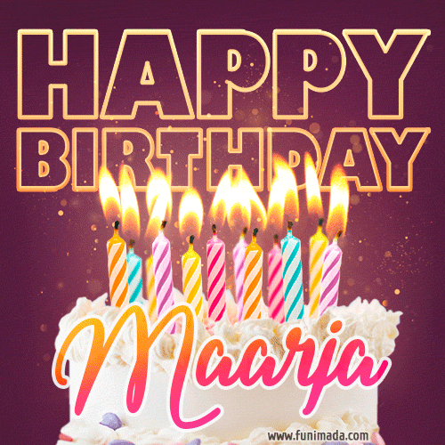 Maarja - Animated Happy Birthday Cake GIF Image for WhatsApp