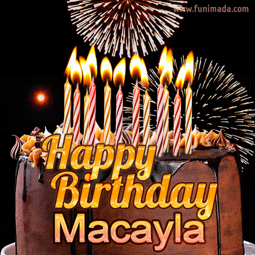 Chocolate Happy Birthday Cake for Macayla (GIF)