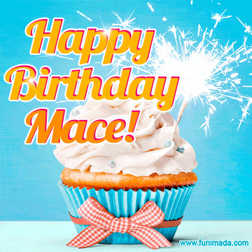 Happy Birthday, Mace! Elegant cupcake with a sparkler.