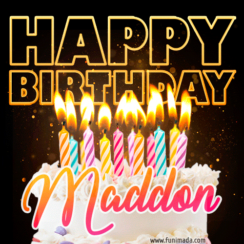 Maddon - Animated Happy Birthday Cake GIF for WhatsApp