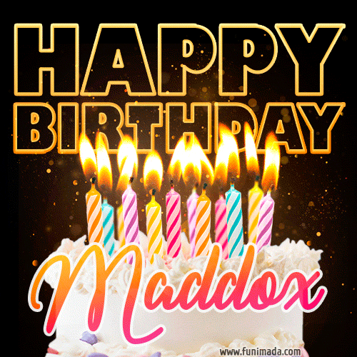 Maddox - Animated Happy Birthday Cake GIF for WhatsApp