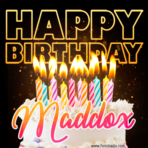 Maddox - Animated Happy Birthday Cake GIF Image for WhatsApp