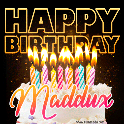 Maddux - Animated Happy Birthday Cake GIF for WhatsApp