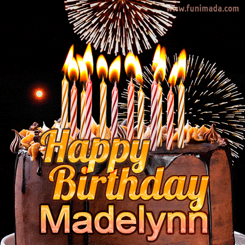 Chocolate Happy Birthday Cake for Madelynn (GIF)