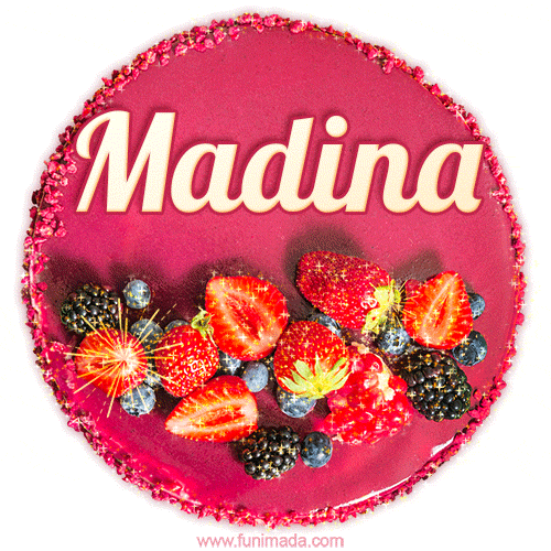Happy Birthday Cake with Name Madina - Free Download