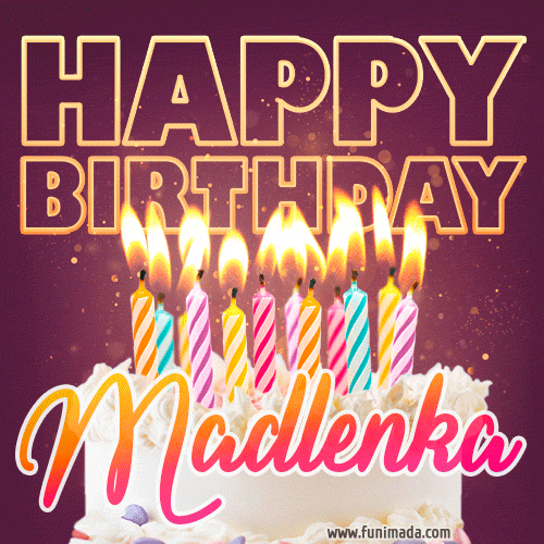 Madlenka - Animated Happy Birthday Cake GIF Image for WhatsApp