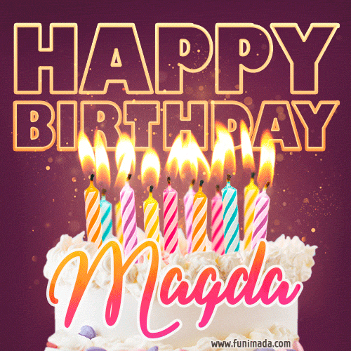 Magda - Animated Happy Birthday Cake GIF Image for WhatsApp