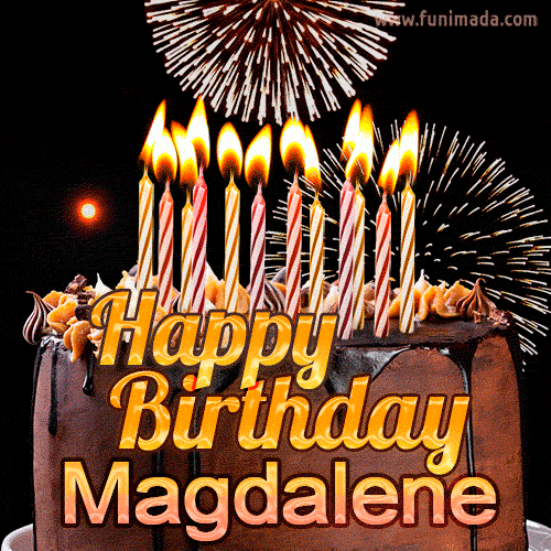 Chocolate Happy Birthday Cake for Magdalene (GIF)