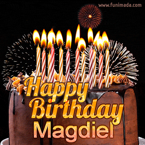 Chocolate Happy Birthday Cake for Magdiel (GIF)
