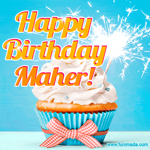 Happy Birthday, Maher! Elegant cupcake with a sparkler.