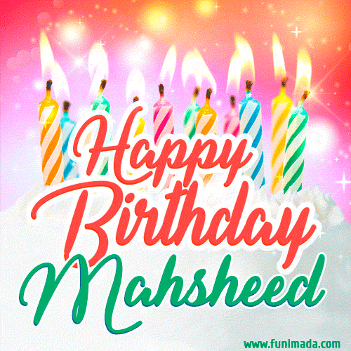 Happy Birthday GIF for Mahsheed with Birthday Cake and Lit Candles