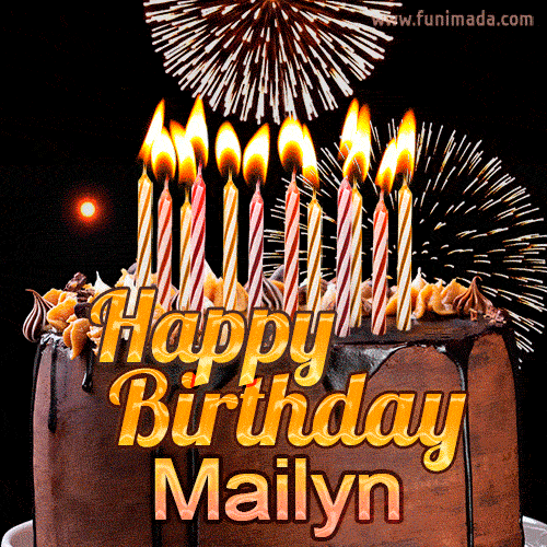 Chocolate Happy Birthday Cake for Mailyn (GIF)