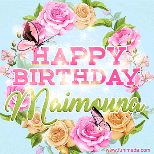Beautiful Birthday Flowers Card for Maimouna with Animated Butterflies