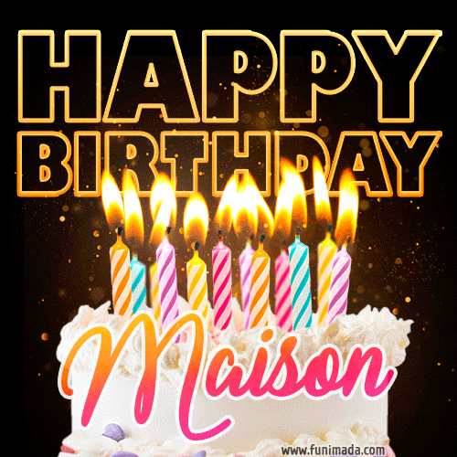 Maison - Animated Happy Birthday Cake GIF Image for WhatsApp