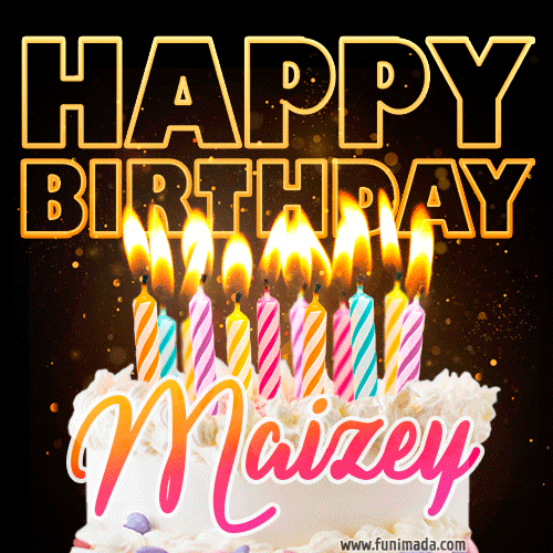 Maizey - Animated Happy Birthday Cake GIF Image for WhatsApp