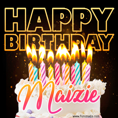 Maizie - Animated Happy Birthday Cake GIF Image for WhatsApp