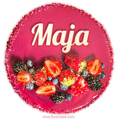 Happy Birthday Cake with Name Maja - Free Download