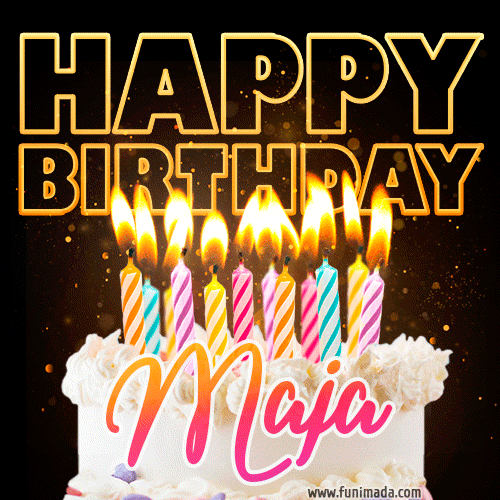 Maja - Animated Happy Birthday Cake GIF Image for WhatsApp