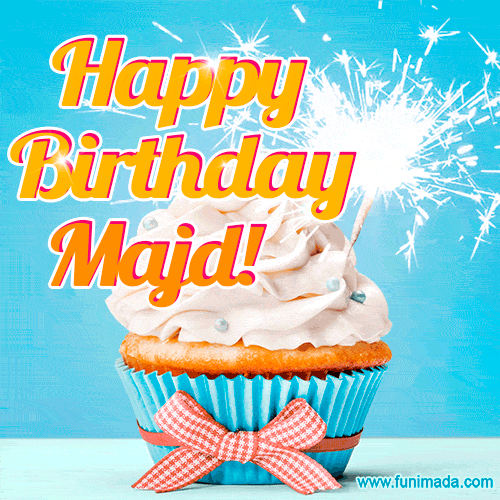 Happy Birthday, Majd! Elegant cupcake with a sparkler.