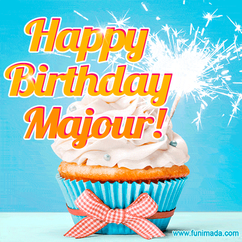 Happy Birthday, Majour! Elegant cupcake with a sparkler.
