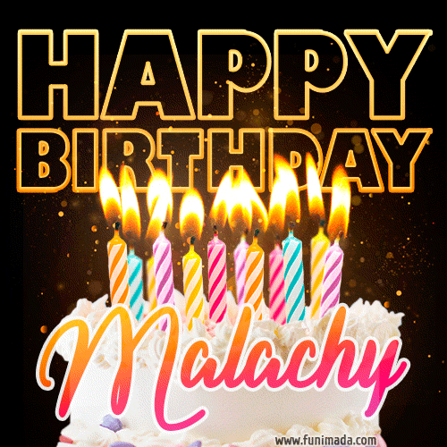 Malachy - Animated Happy Birthday Cake GIF for WhatsApp