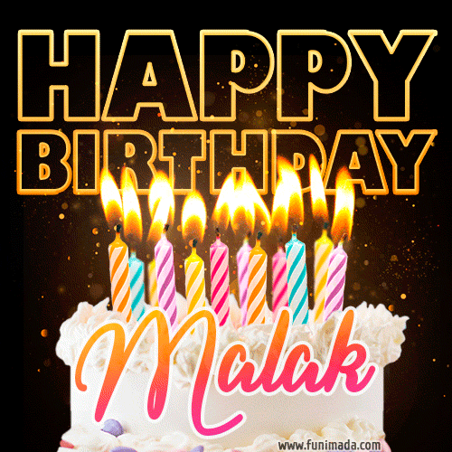 Malak - Animated Happy Birthday Cake GIF for WhatsApp