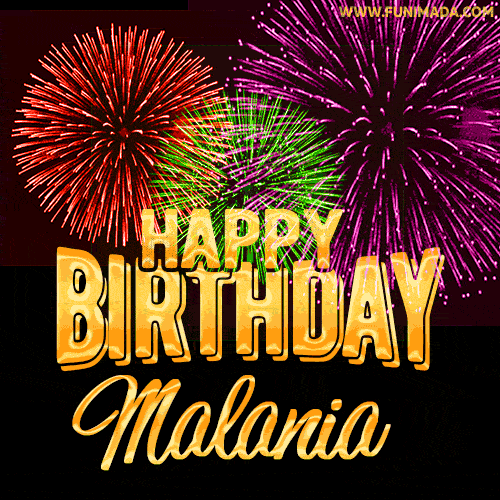 Wishing You A Happy Birthday, Malania! Best fireworks GIF animated greeting card.