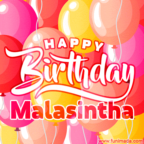 Happy Birthday Malasintha - Colorful Animated Floating Balloons Birthday Card