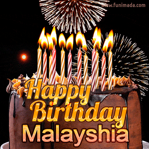 Chocolate Happy Birthday Cake for Malayshia (GIF)