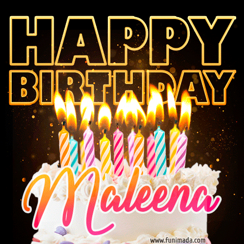 Maleena - Animated Happy Birthday Cake GIF Image for WhatsApp