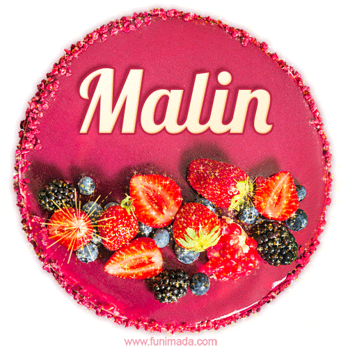 Happy Birthday Cake with Name Malin - Free Download