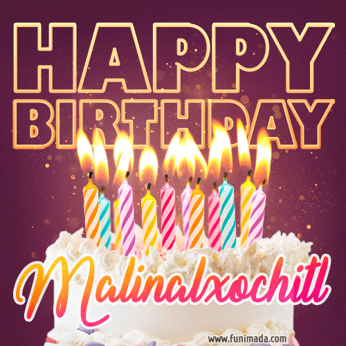 Malinalxochitl - Animated Happy Birthday Cake GIF Image for WhatsApp