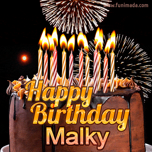 Chocolate Happy Birthday Cake for Malky (GIF)