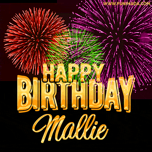 Wishing You A Happy Birthday, Mallie! Best fireworks GIF animated greeting card.