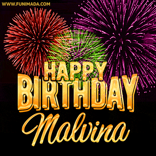 Wishing You A Happy Birthday, Malvina! Best fireworks GIF animated greeting card.