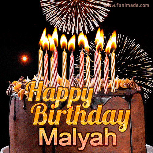 Chocolate Happy Birthday Cake for Malyah (GIF)