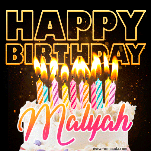 Malyah - Animated Happy Birthday Cake GIF Image for WhatsApp