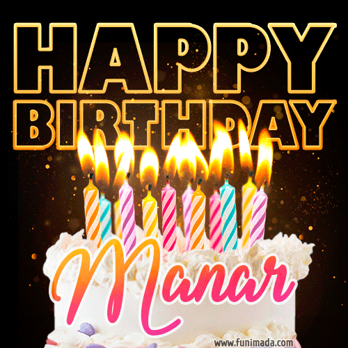 Manar - Animated Happy Birthday Cake GIF Image for WhatsApp