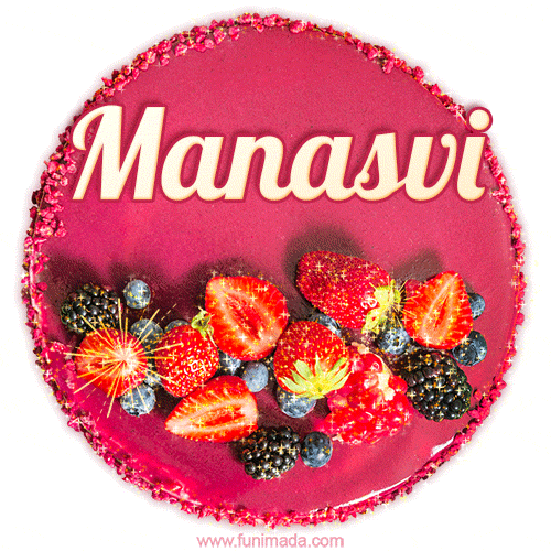 Happy Birthday Cake with Name Manasvi - Free Download